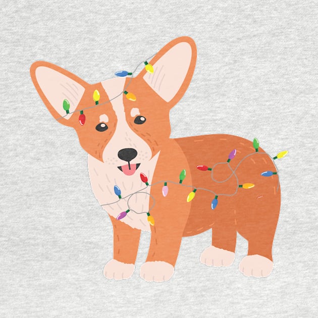 Corgi in Christmas Lights by blueavocado